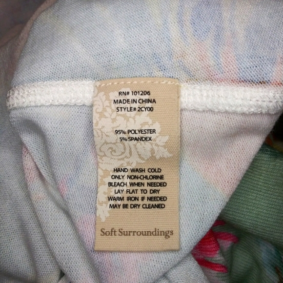 Soft Surroundings Mint Watercolor Rose Design Sweater Knit Delphina Tunic Top - Picture 5 of 6